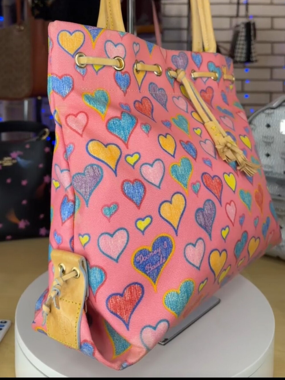 Dooney & Bourke Pink Heart-Print Tote - Picture 2 of 14